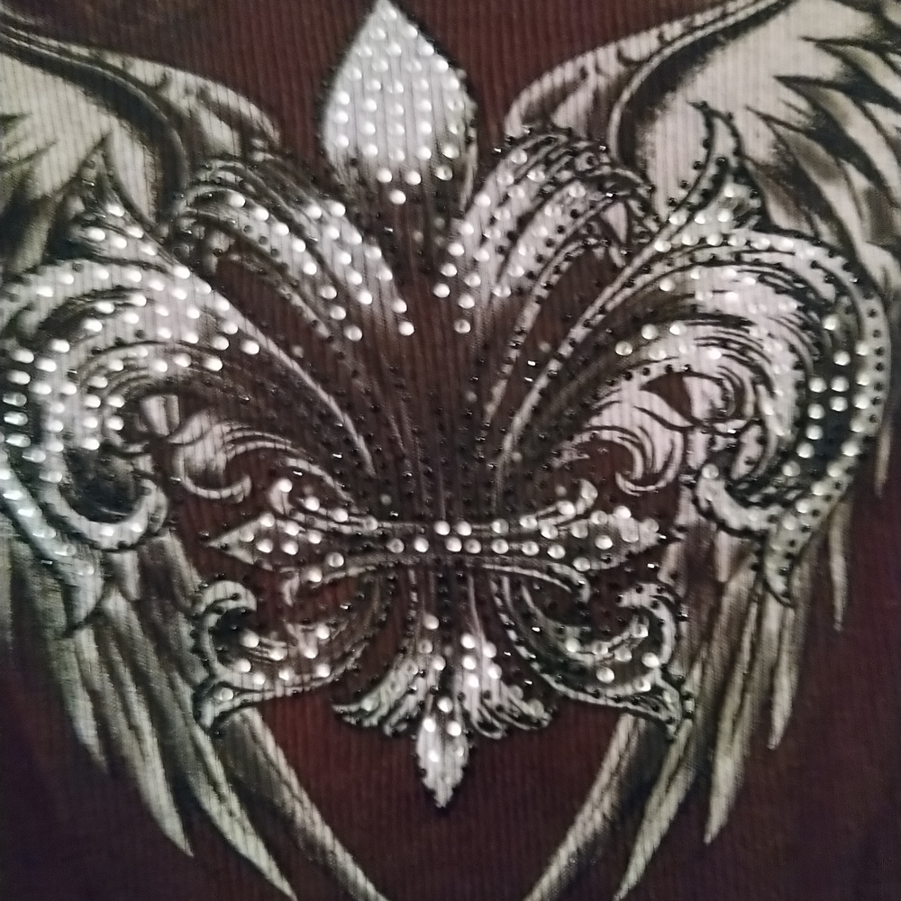 Vocal Brown and Off White Fleur-de-Lis Top